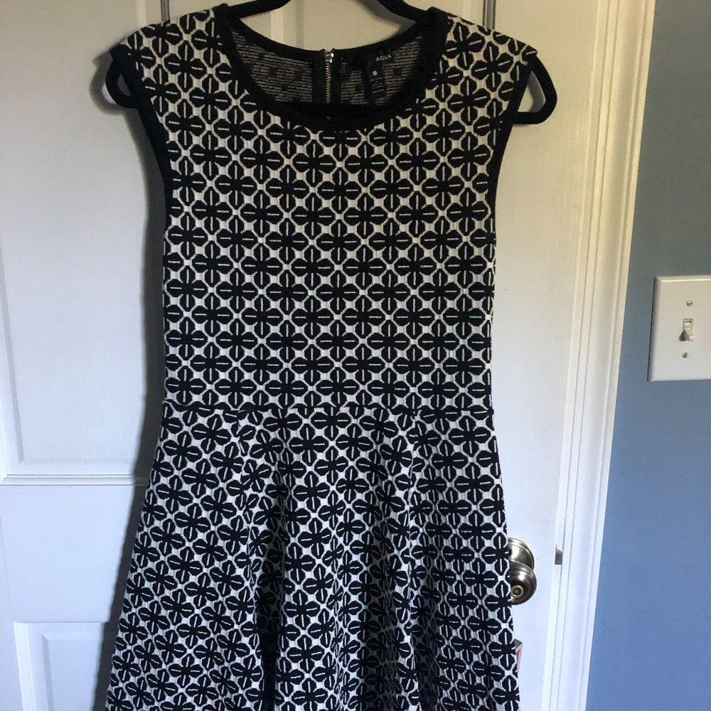 AQUA Black and White Dress - Size Large